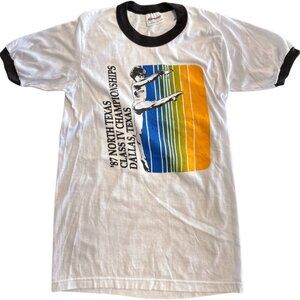 Vintage 1987 North Texas Championships Gymnastics Girls Large Tee Made USA